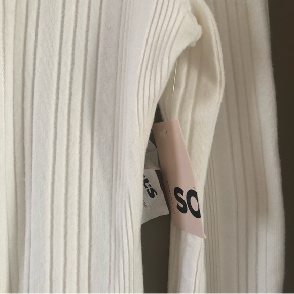 NWT. SO Ivory Cotton Knit Ribbed Mock Neck Skater Dress. Medium - Picture 7 of 8